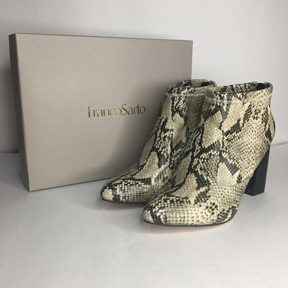 Franco Sarto Kortney Snake Print Booties Zip Block Heel 7.5 - Picture 2 of 10